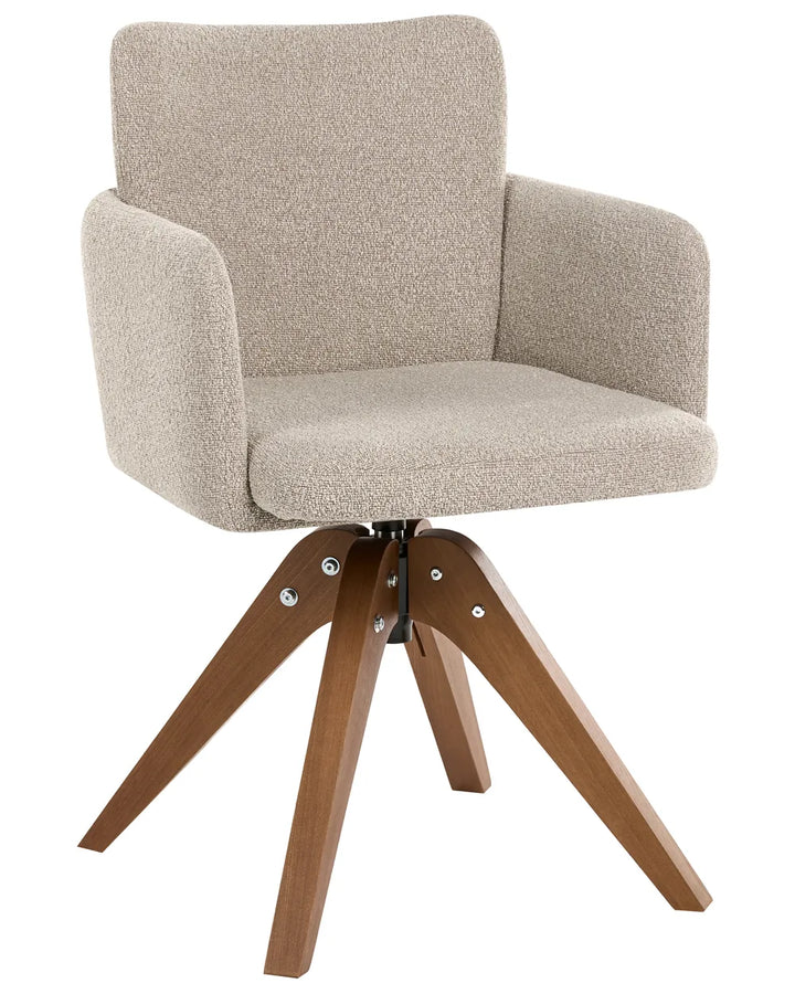 Set of 2 Dining Chairs Swivel Boucle Beige Missy