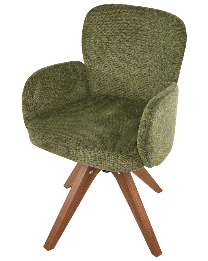 Set of 2 Dining Chairs Swivel Fabric Green Adaija