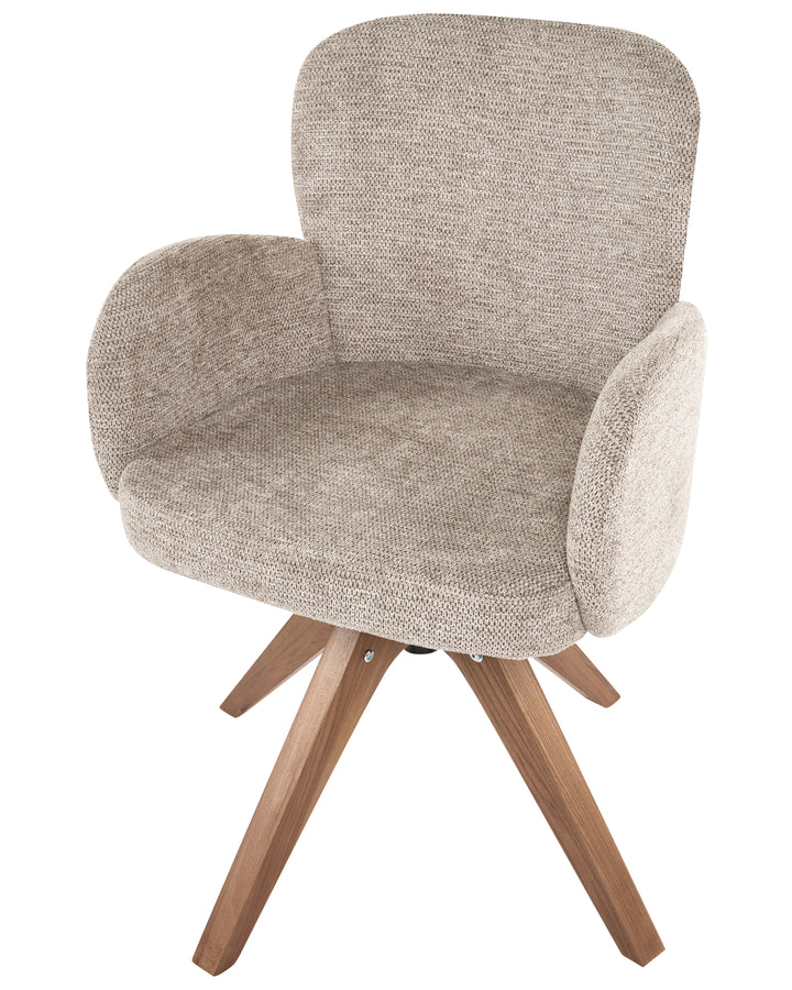 Set of 2 Dining Chairs Swivel Fabric Taupe Adaija