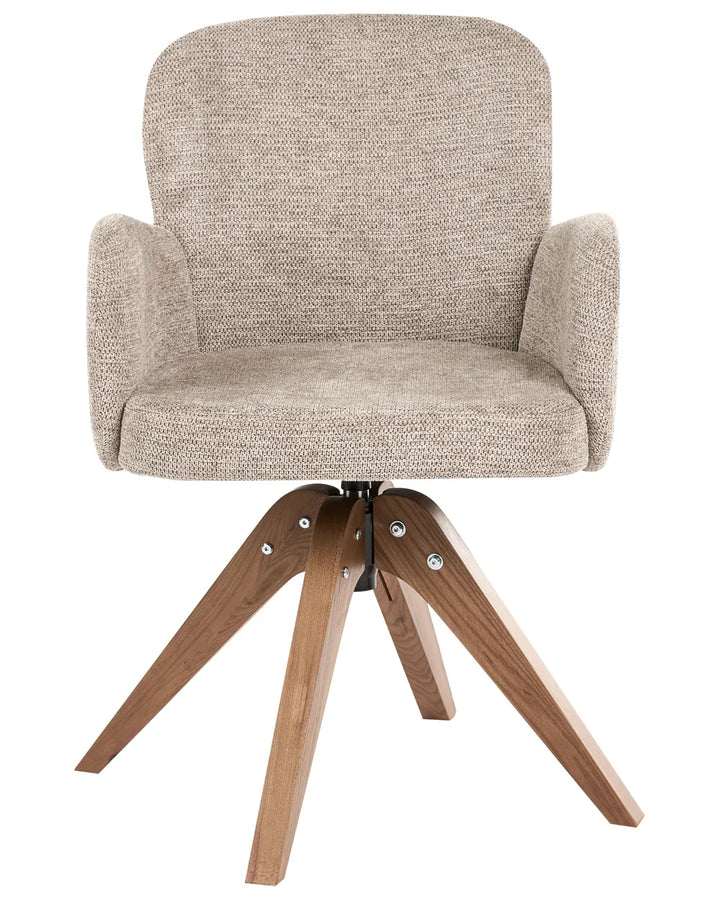 Set of 2 Dining Chairs Swivel Fabric Taupe Adaija