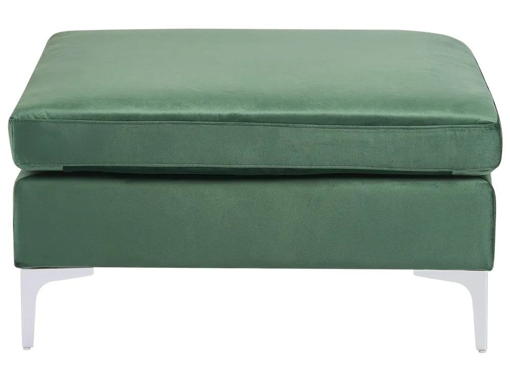 Modular Corner Sofa 4 Seater with Ottoman Velvet Green Right Hand Brasen