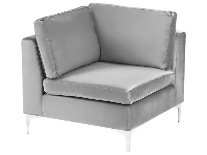 Modular Corner Sofa 4 Seater with Ottoman Velvet Grey Right Hand Brasen