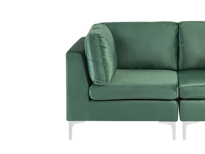 Modular Corner Sofa 4 Seater with Ottoman Velvet Green Left Hand Brasen