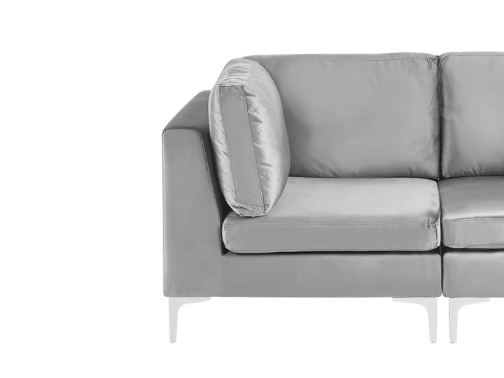 Modular Corner Sofa 4 Seater with Ottoman Velvet Grey Left Hand Brasen