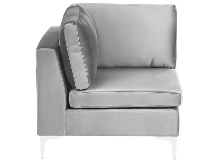 Modular Corner Sofa 4 Seater with Ottoman Velvet Grey Left Hand Brasen