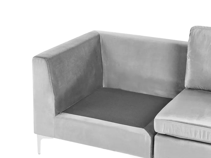 Modular Corner Sofa 4 Seater with Ottoman Velvet Grey Left Hand Brasen