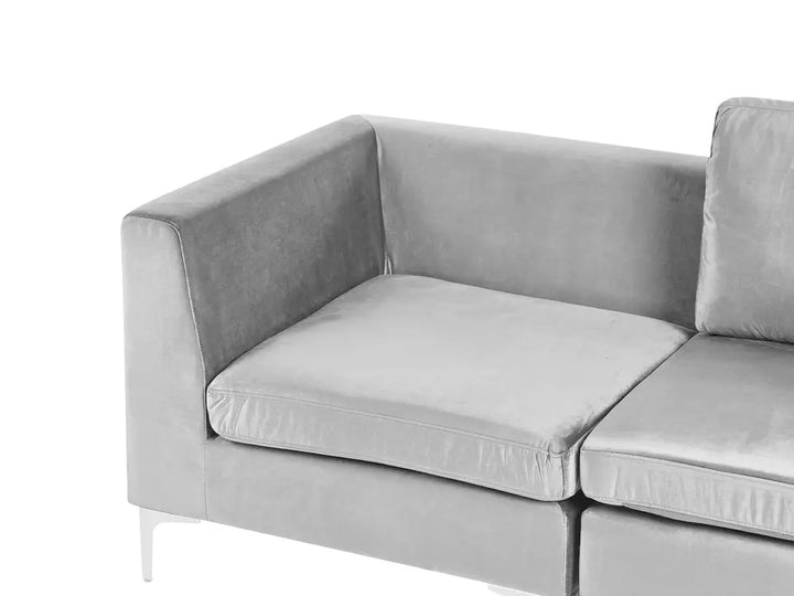 Modular Corner Sofa 4 Seater with Ottoman Velvet Grey Left Hand Brasen