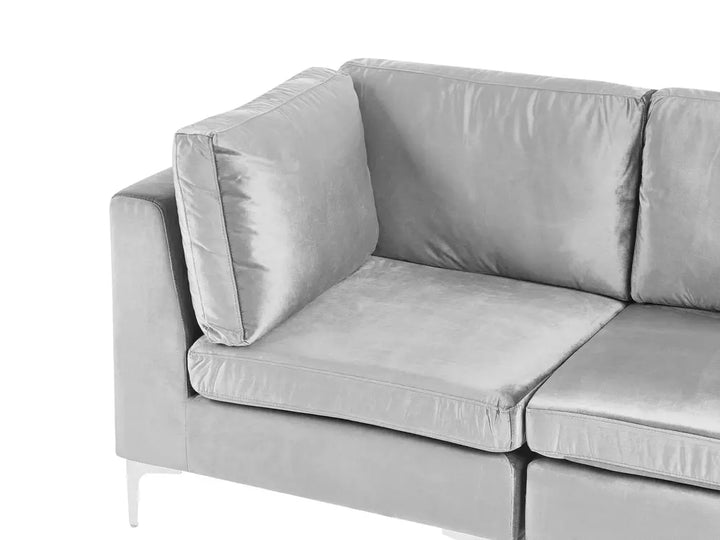 Modular Corner Sofa 4 Seater with Ottoman Velvet Grey Left Hand Brasen