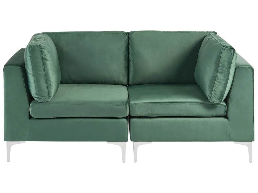 Green 2-seater modular velvet sofa