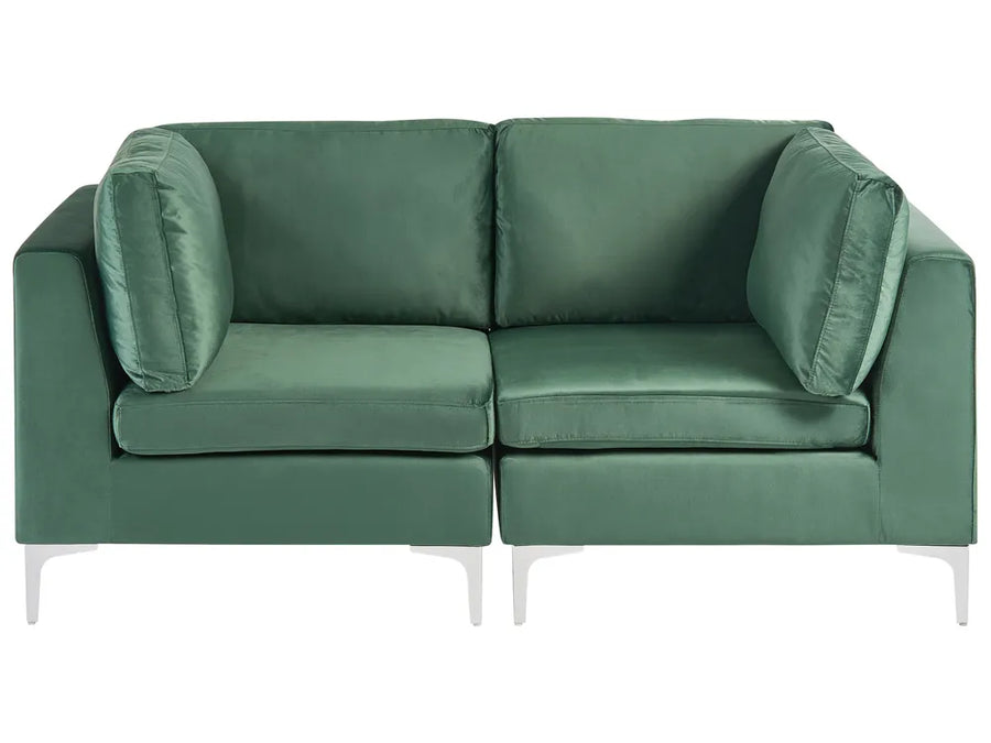 Green 2-seater modular velvet sofa