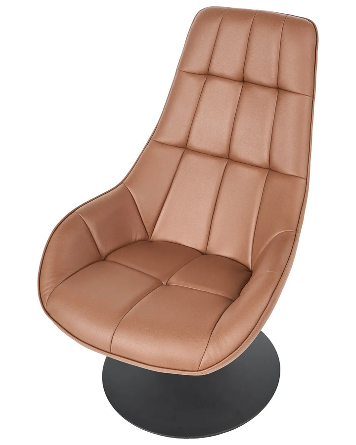 Swivel Armchair Faux Leather Brown Hansell