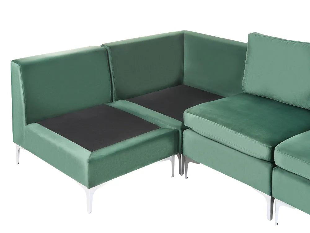 Modular U-Shape Sofa 6 Seater Velvet Green Brasen