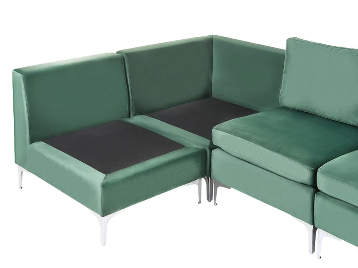 Modular U-Shape Sofa 6 Seater Velvet Green Brasen