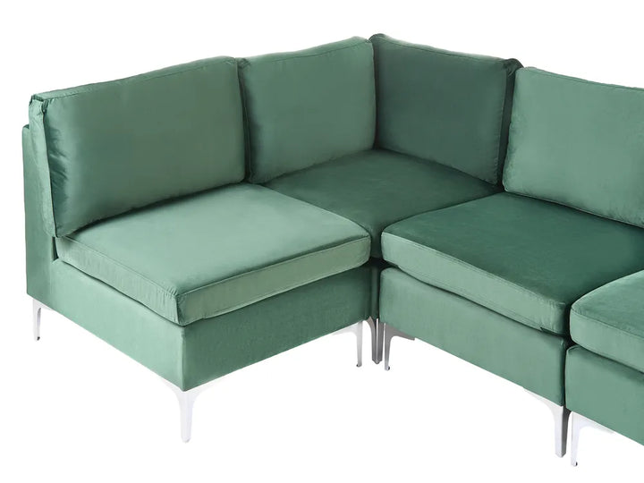Modular U-Shape Sofa 6 Seater Velvet Green Brasen