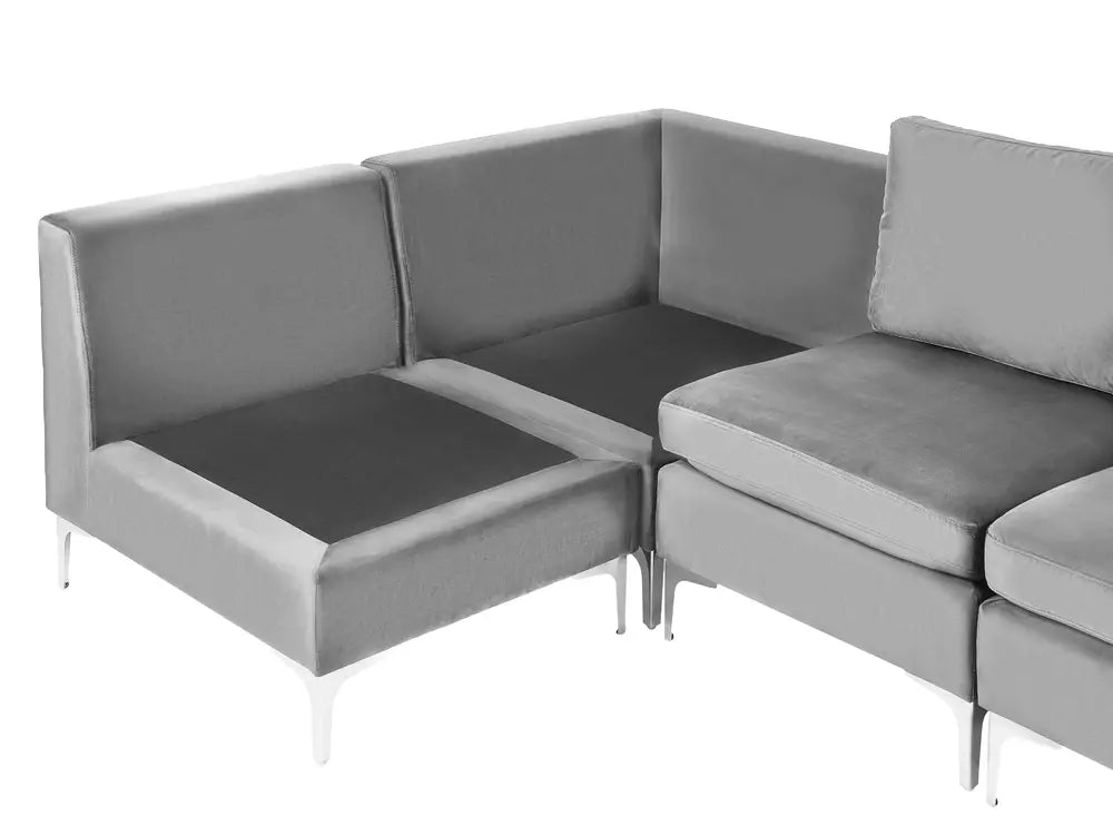 Modular U-Shape Sofa 6 Seater Velvet Grey Brasen