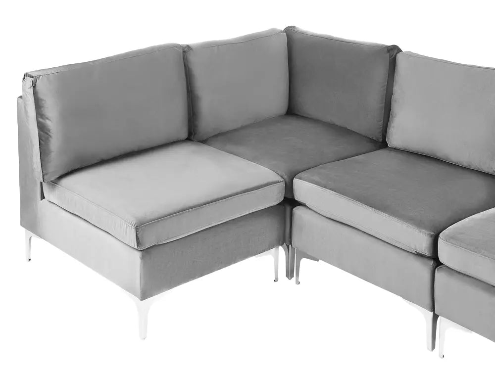 Modular U-Shape Sofa 6 Seater Velvet Grey Brasen