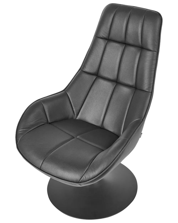 Swivel Armchair Faux Leather Black Hansell
