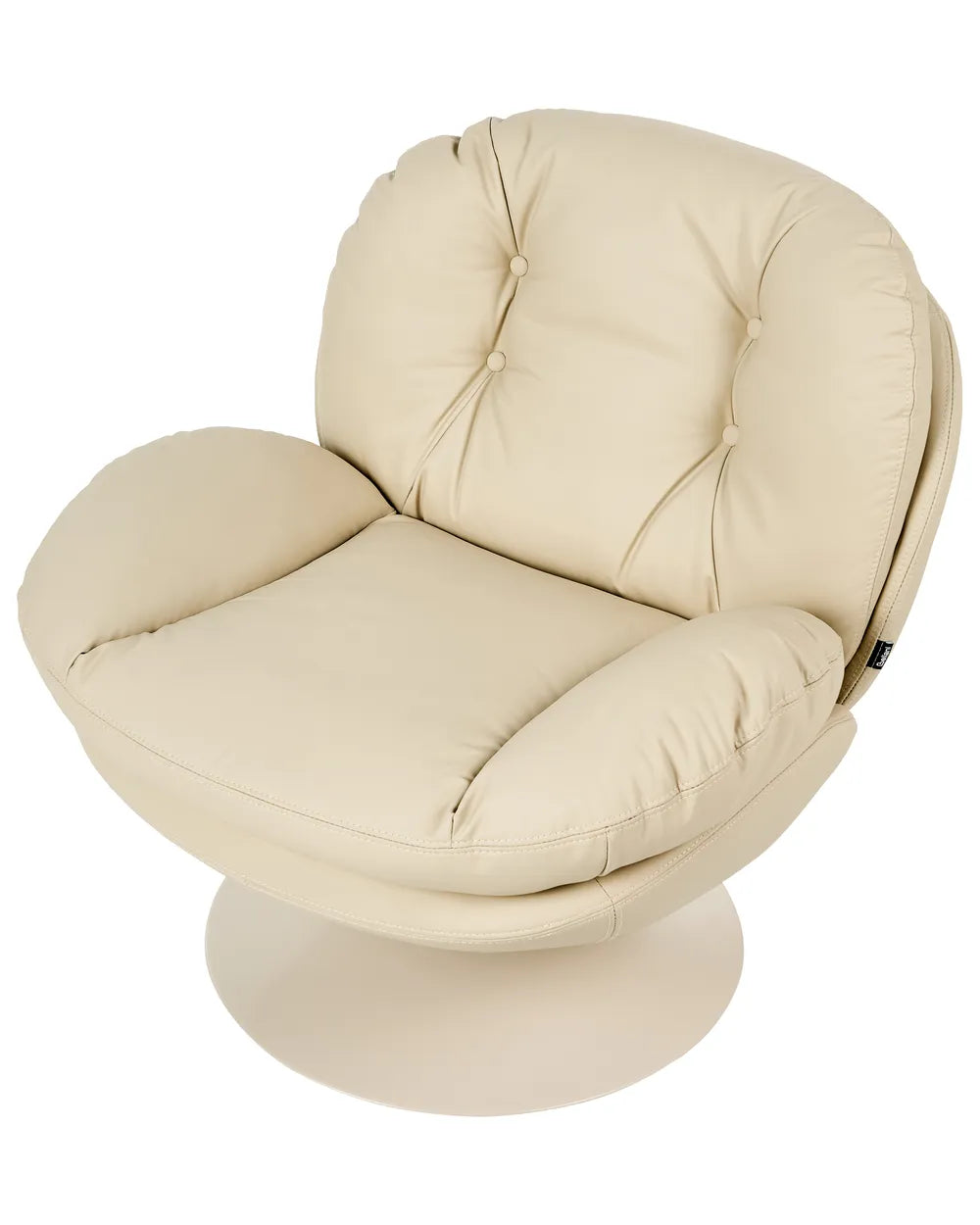 Swivel Armchair Faux Leather Beige Lourdez