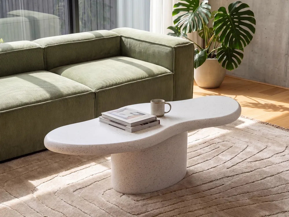 Coffee Table 57 cm 120 cm White Terrazzo Armyn