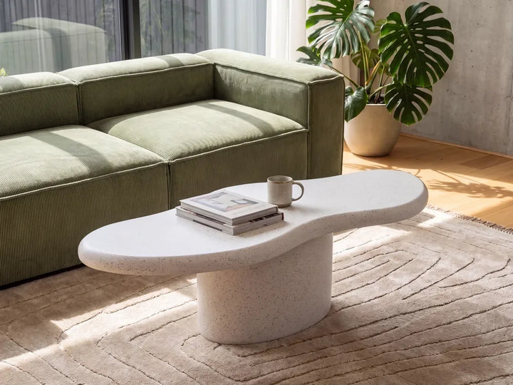Coffee Table 57 cm 120 cm White Terrazzo Armyn