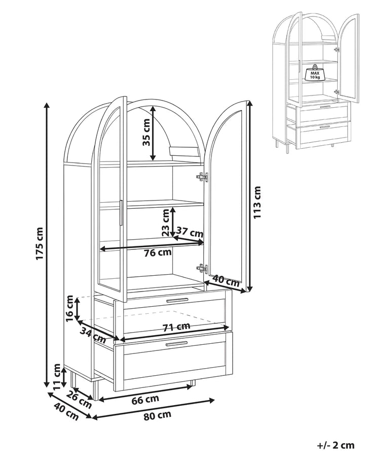 Glass Display Cabinet 80 cm Light Brown Arnettie