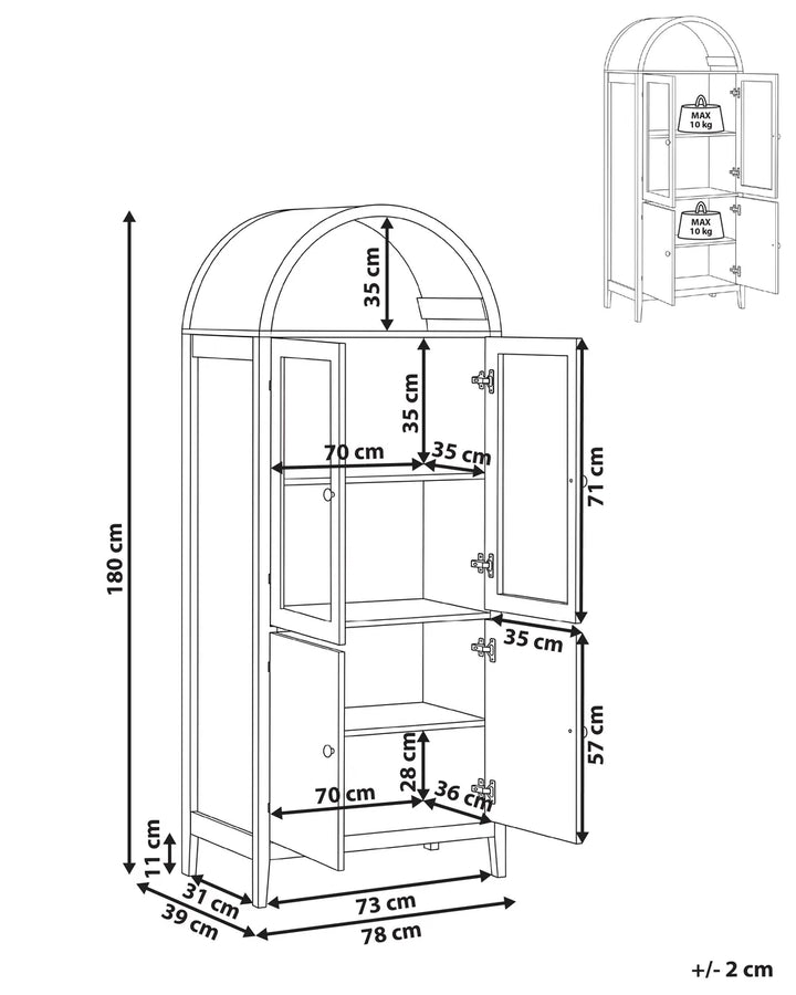 Glass Display Cabinet 78 cm Light Brown Caureen