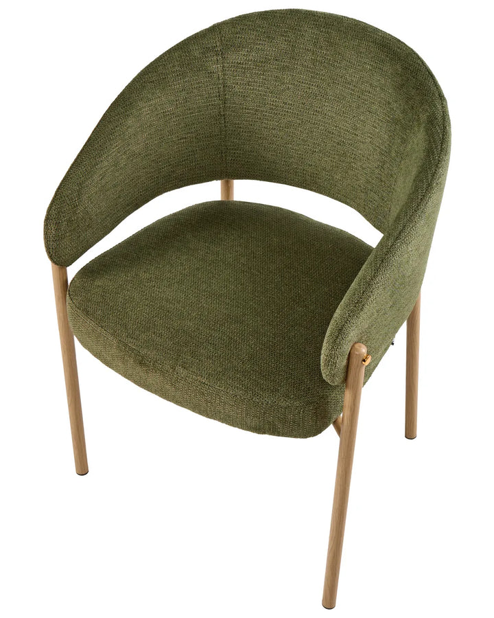 Set of 2 Dining Chairs Fabric Green Anahli