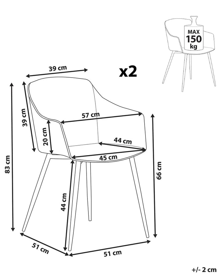 Set of 2 Dining Chairs White Henriane