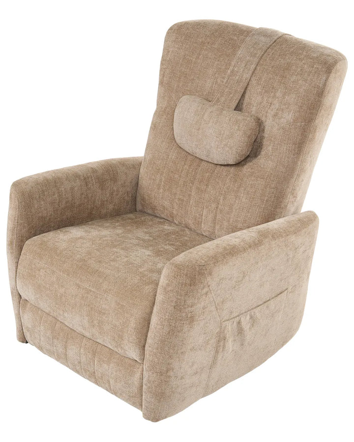 Rocking Recliner Chair Swivel Fabric Light Brown Mixell