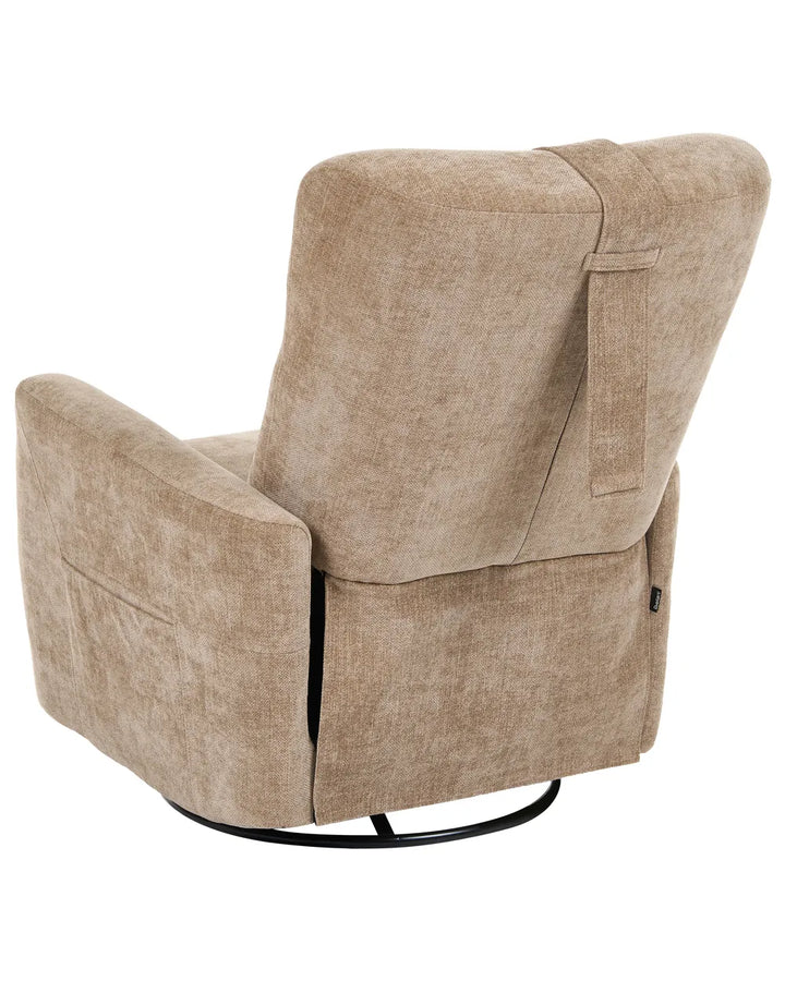 Rocking Recliner Chair Swivel Fabric Light Brown Mixell