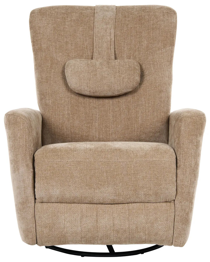 Rocking Recliner Chair Swivel Fabric Light Brown Mixell