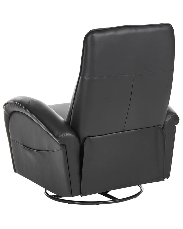 Rocking Recliner Chair Swivel Faux Leather Black Heikki