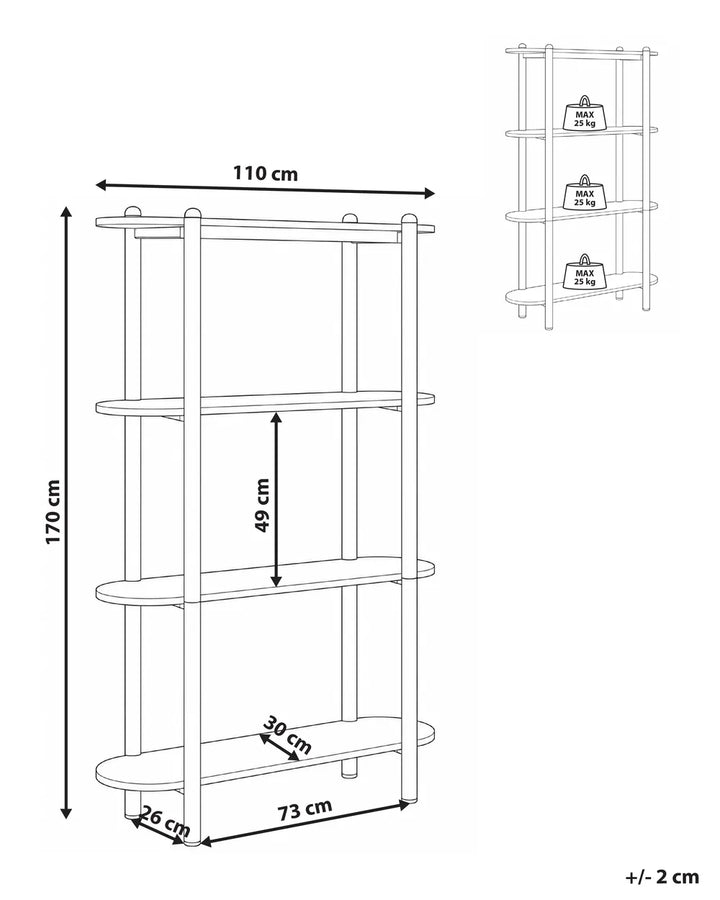 3 Tier Bookcase 170 cm Beige Reshod