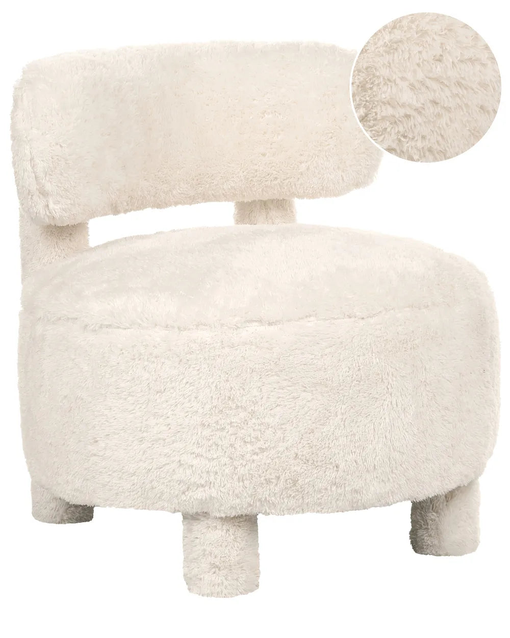 Armchair Faux Fur Light Beige Romy
