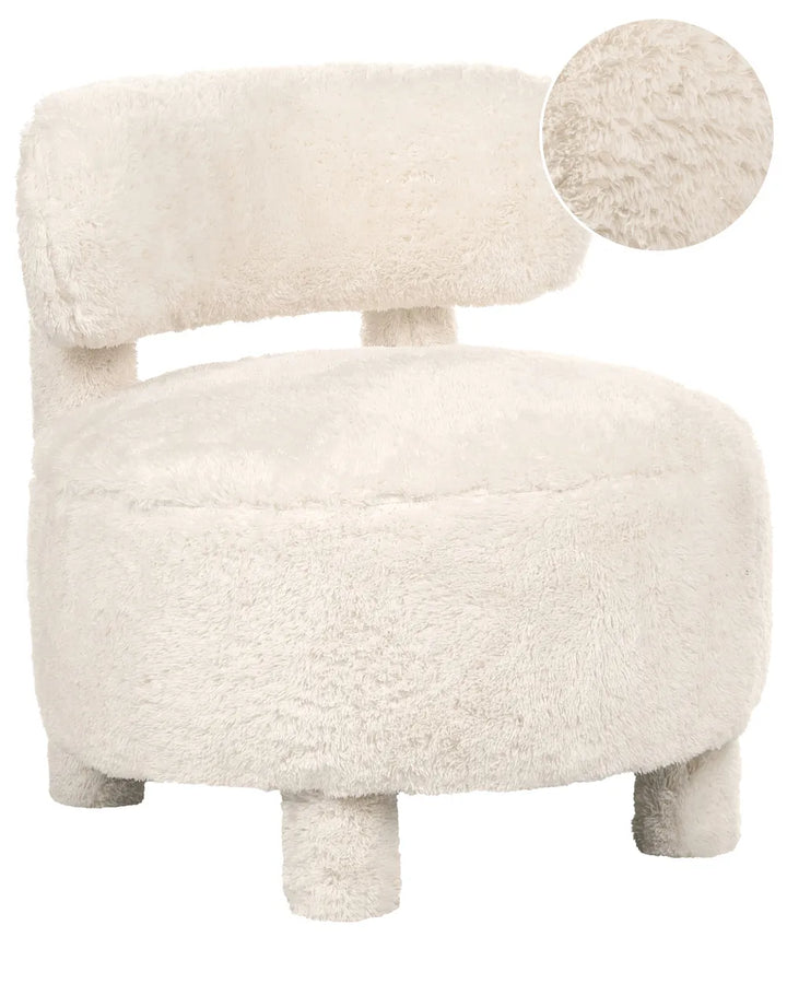 Armchair Faux Fur Light Beige Romy