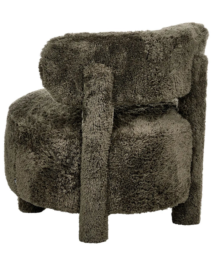 Armchair Faux Fur Dark Green Romy