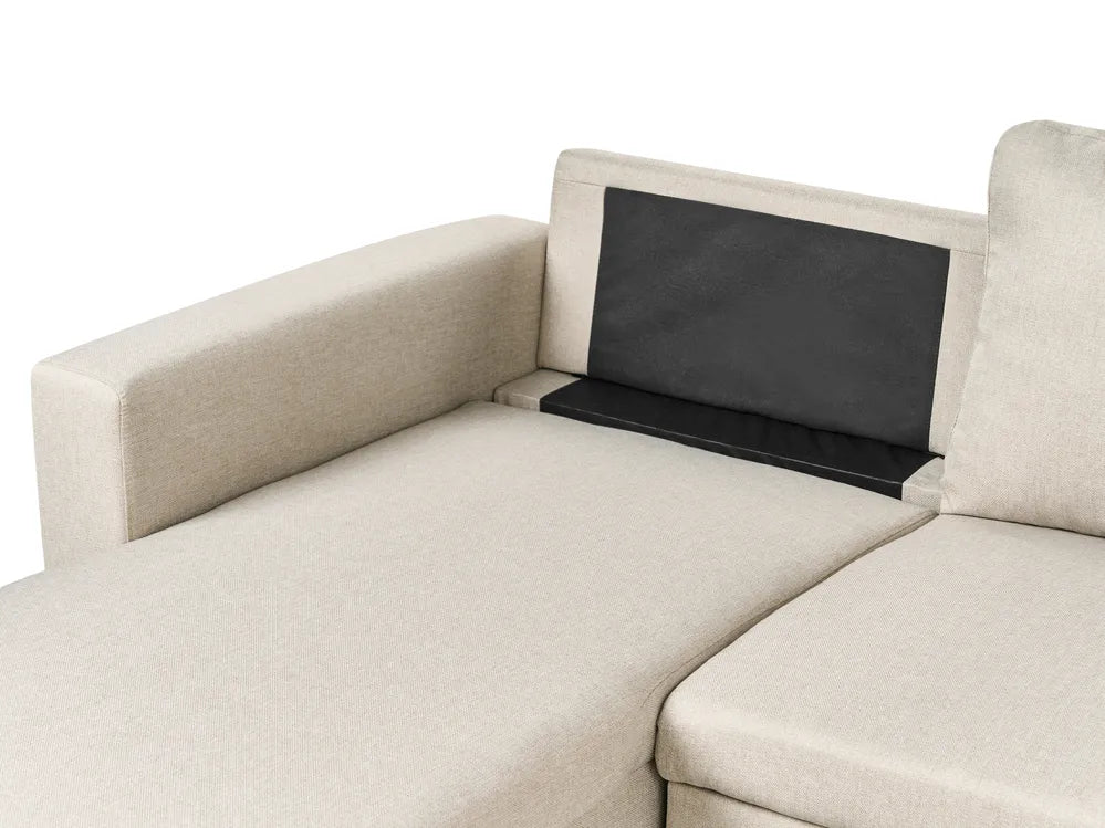 U-Shape Sofa Bed 5 Seater with Storage Fabric Beige Veronike