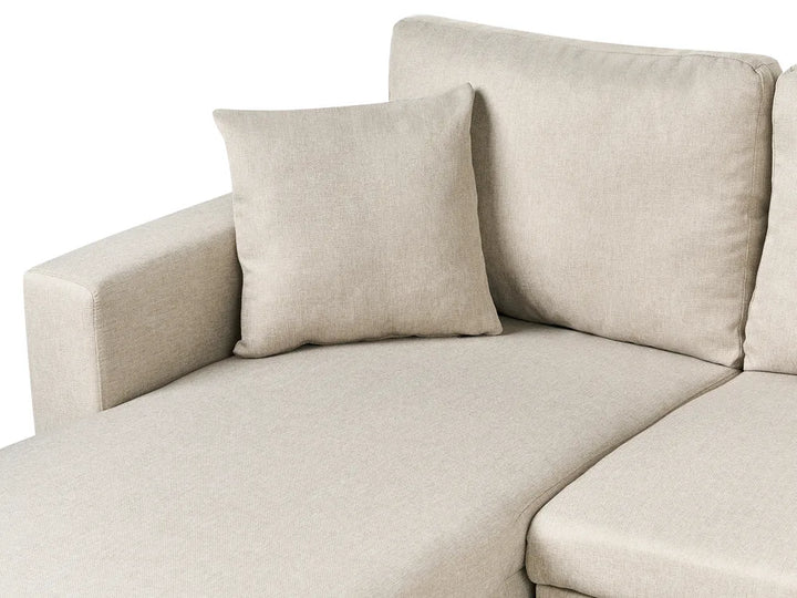U-Shape Sofa Bed 5 Seater with Storage Fabric Beige Veronike