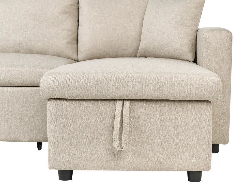U-Shape Sofa Bed 5 Seater with Storage Fabric Beige Veronike