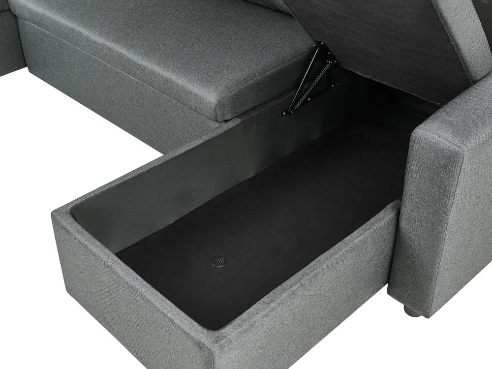 U-Shape Sofa Bed 5 Seater with Storage Fabric Dark Grey Veronike