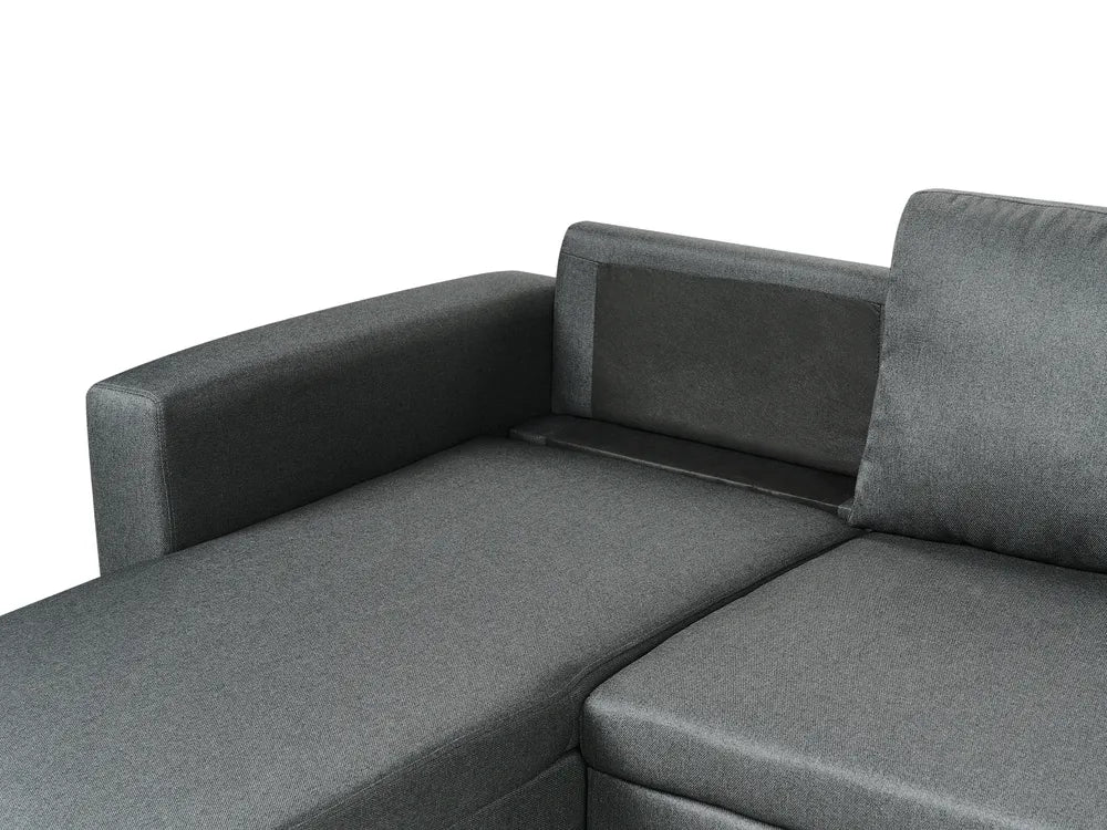 U-Shape Sofa Bed 5 Seater with Storage Fabric Dark Grey Veronike