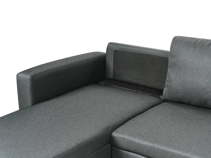 U-Shape Sofa Bed 5 Seater with Storage Fabric Dark Grey Veronike