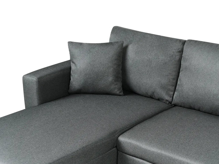 U-Shape Sofa Bed 5 Seater with Storage Fabric Dark Grey Veronike