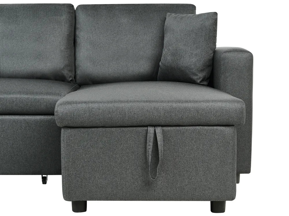 U-Shape Sofa Bed 5 Seater with Storage Fabric Dark Grey Veronike