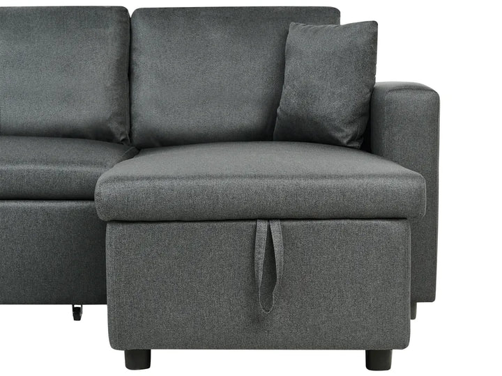 U-Shape Sofa Bed 5 Seater with Storage Fabric Dark Grey Veronike