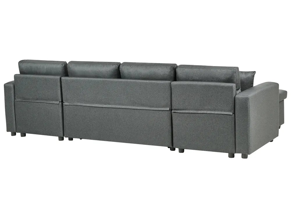 U-Shape Sofa Bed 5 Seater with Storage Fabric Dark Grey Veronike