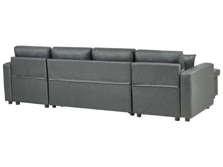 U-Shape Sofa Bed 5 Seater with Storage Fabric Dark Grey Veronike