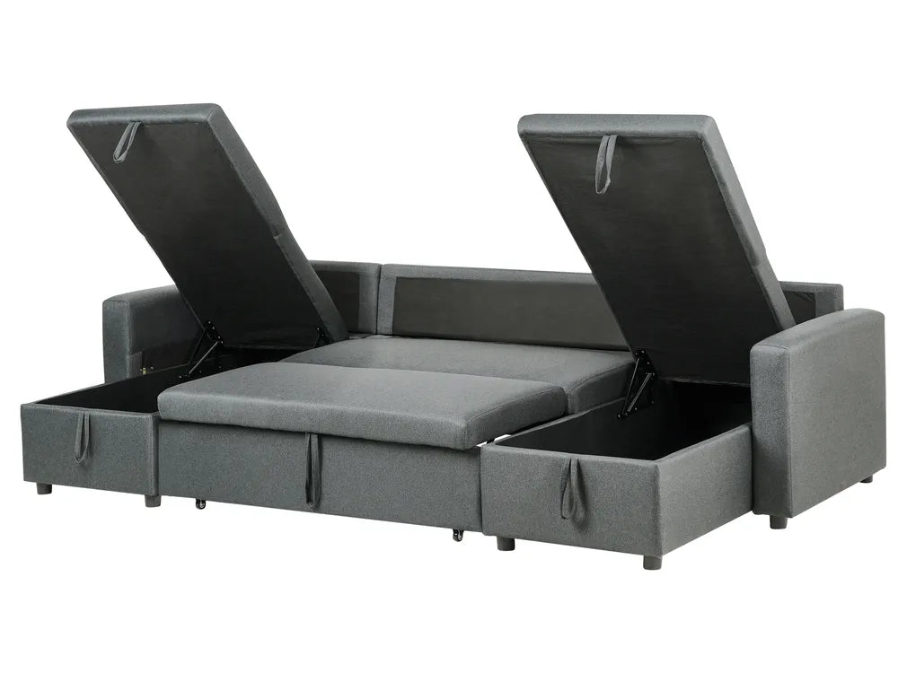 U-Shape Sofa Bed 5 Seater with Storage Fabric Dark Grey Veronike