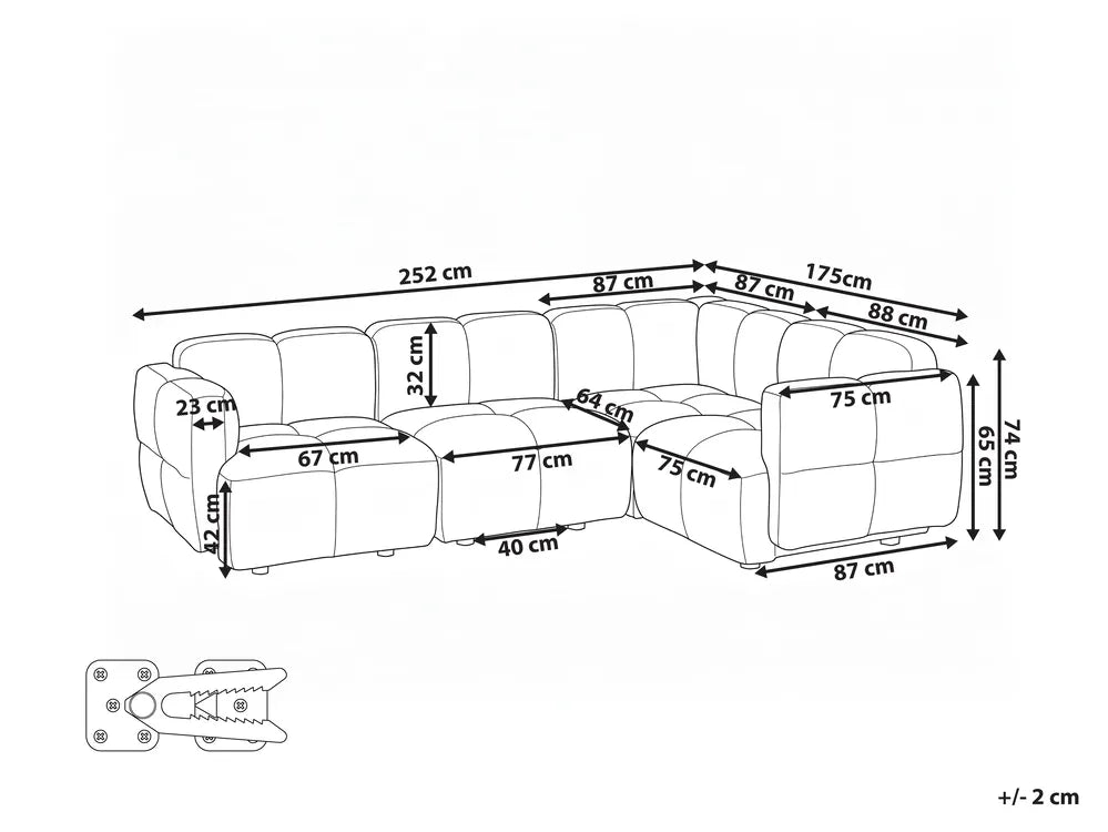 Modular Corner Sofa 4 Seater Fabric Taupe Left Hand Norcross