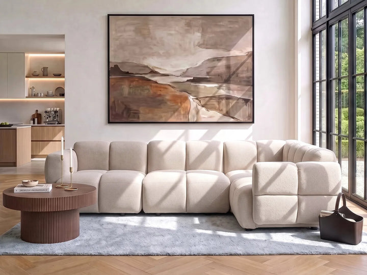 Modular Corner Sofa 4 Seater Fabric Beige Left Hand Norcross